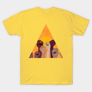 Fist raised up over sun T-Shirt